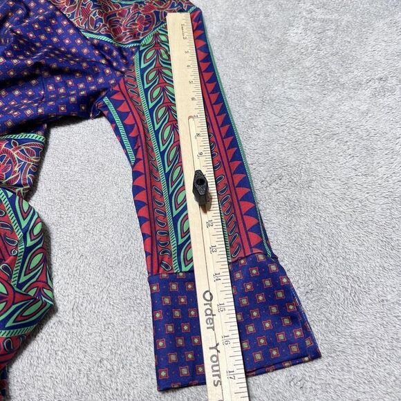 Gretchen Scott Dress Womens Small Mixed Pattern Sheath Blue Red Green 3/4 Sleeve - Picture 11 of 14